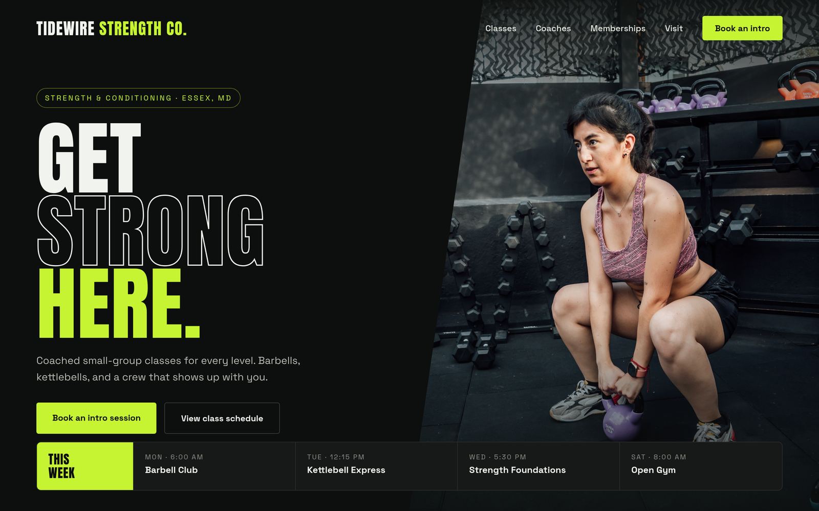 Tidewire Strength Co. sample mockup homepage